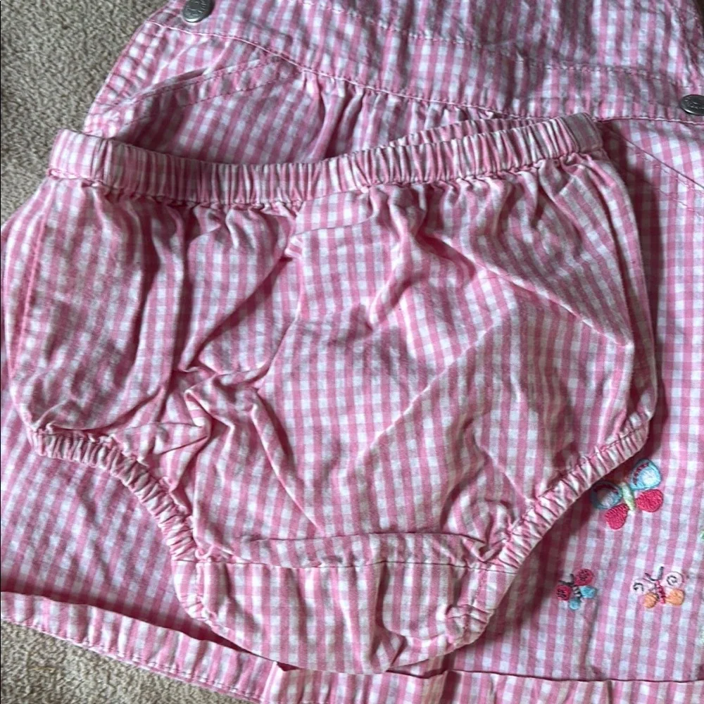 GAP Pink Gingham Kids Overalls Set